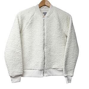 Aeropostale Aerie Size Small Sherpa Fleece Bomber Jacket Full Zip Soft Off White